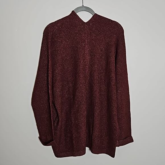 NWT Pink Clover Open Front Textured Burgundy Cardigan Sweater Sz Medium - Picture 6 of 12